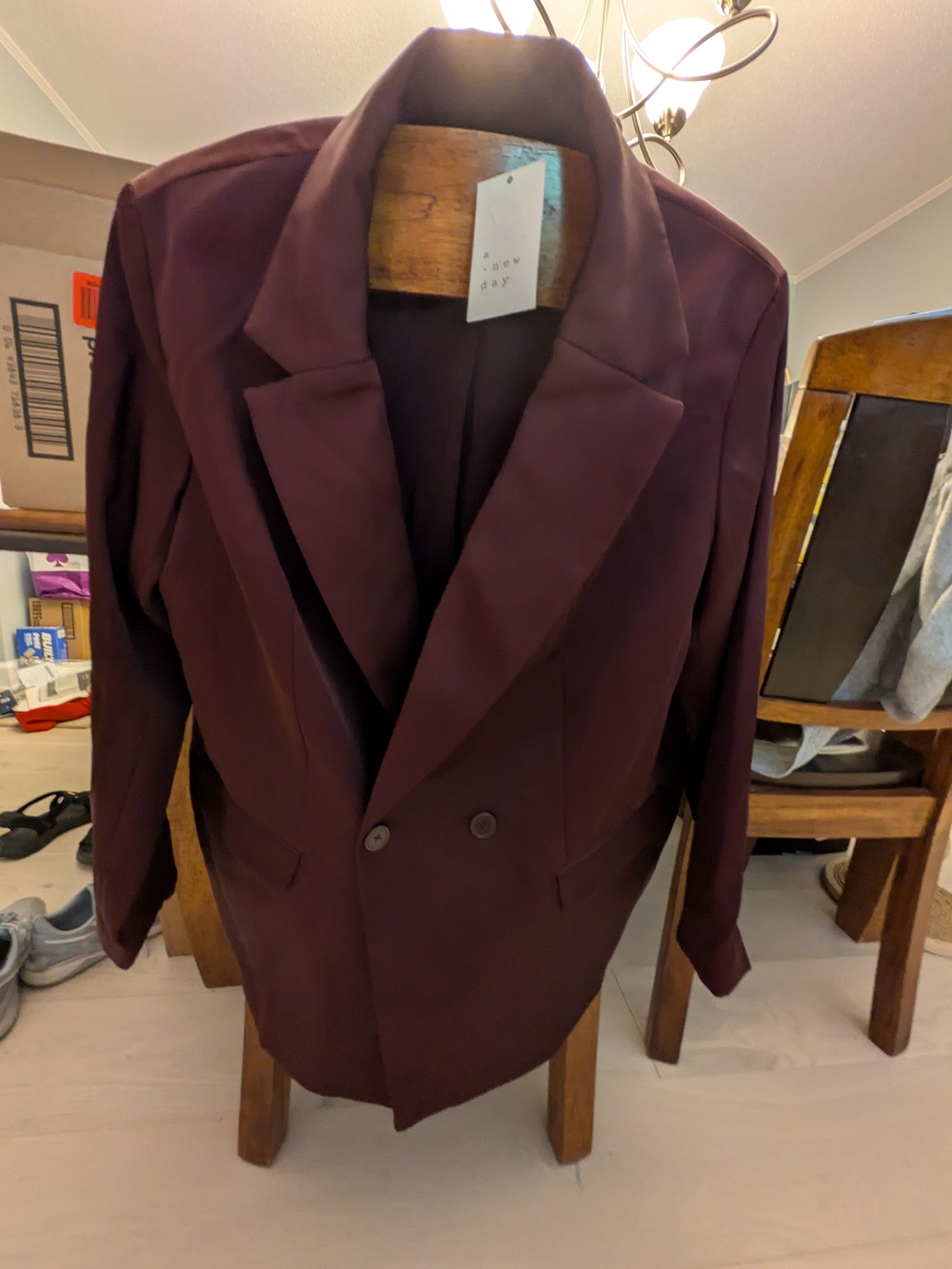 a new day Women's Burgundy Double-Breasted Blazer - Picture 4 of 7